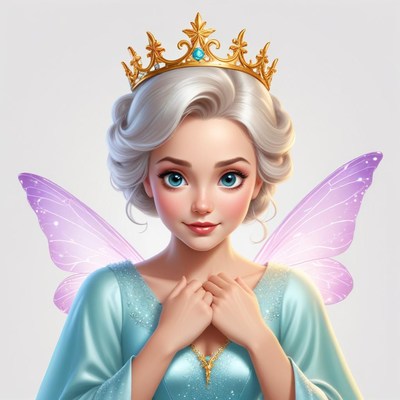 Fairy princess with dazzling wings in a magical look