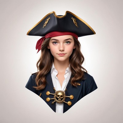 Pirate costume portrait with hat and bandana