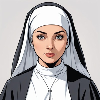 Nun in traditional attire, serene expression