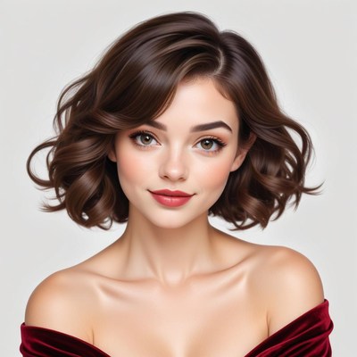 Beautiful woman with wavy hair and bright smile