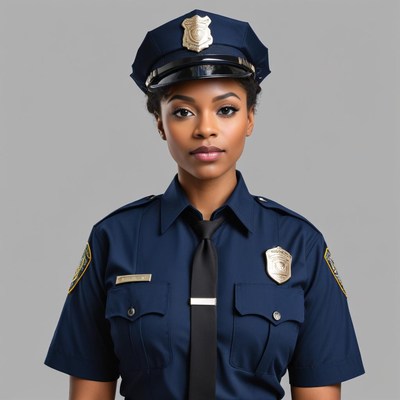 Confident police officer poses for portrait in uniform