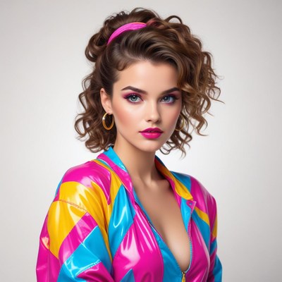 Confident young woman in vibrant retro style