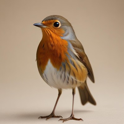 Colorful bird stands on a light background