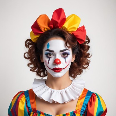 Colorful clown with vibrant costume and makeup