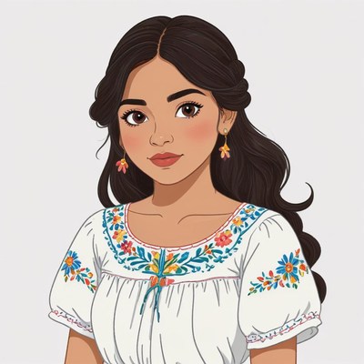 Young woman in traditional dress with elegant hairstyle