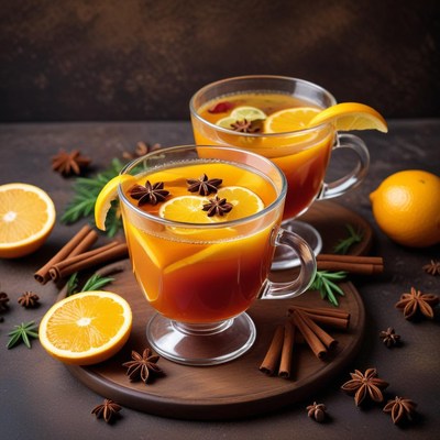 Warm citrus tea with spices served in clear mugs