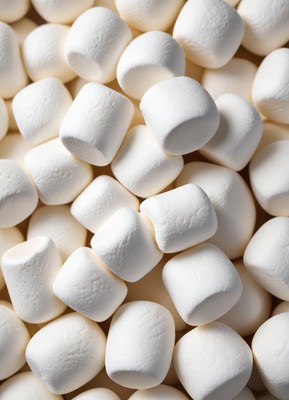 Soft marshmallows arranged in a random pattern