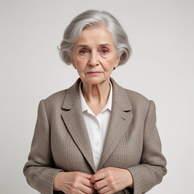 Senior woman with gray hair in a formal setting