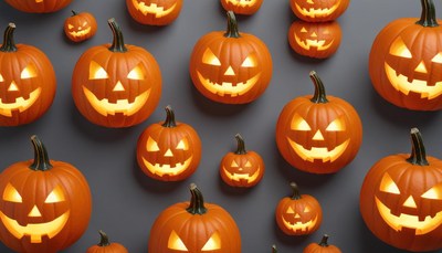 Halloween pumpkins glowing with joy on a dark backdrop