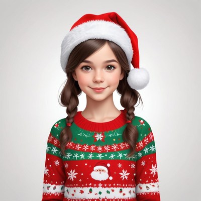 Cheerful girl in christmas outfit with festive smile