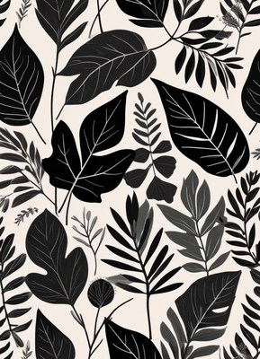 Black and white leaf pattern for modern design