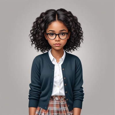 Young student poses confidently in stylish school attire