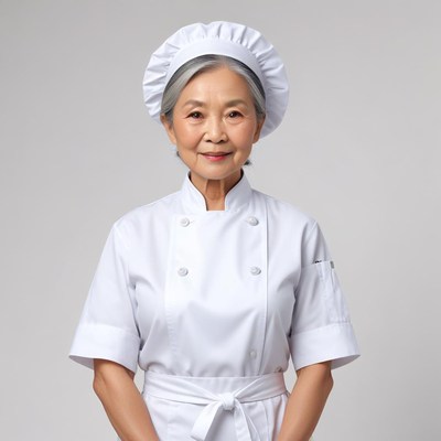 Skilled chef in white uniform prepares for cooking