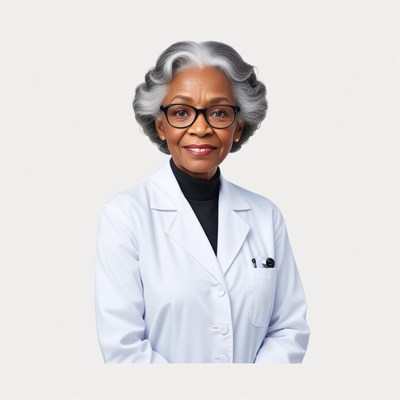 Experienced doctor in white coat with stylish glasses