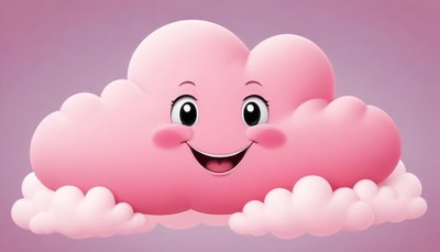 Joyful pink cloud on a pastel backdrop
