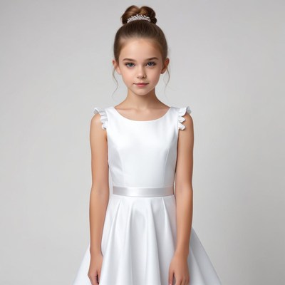 Young girl in a white dress with elegant styling