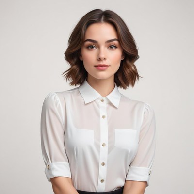 Portrait of a woman in a stylish white shirt