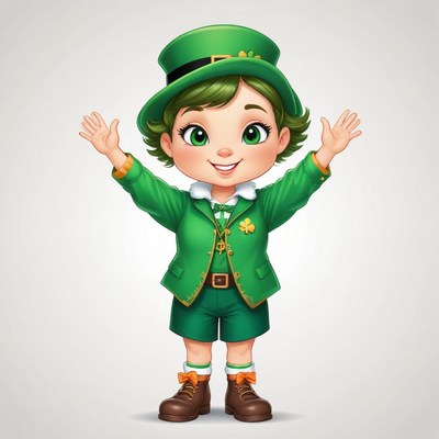 Cheerful child in green outfit celebrating st. patrick's day