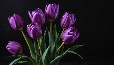 Bright purple tulips arranged in a striking display