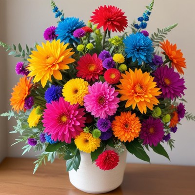 Colorful flower arrangement brightens indoor space