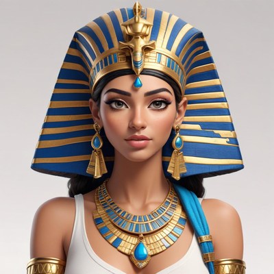 Egyptian queen dressed in royal attire and jewelry
