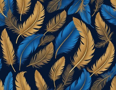 Colorful feather pattern on a dark background