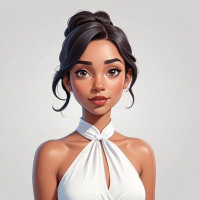 Beautiful woman in elegant white dress with hairstyle