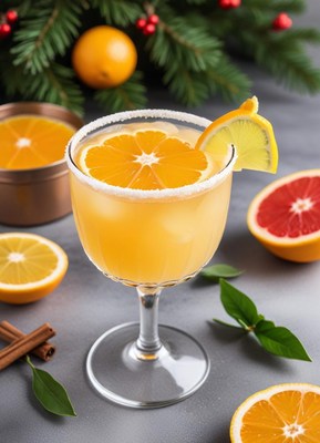 Refreshing citrus cocktail garnished with lemon and orange