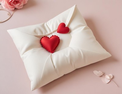 Stylish decorative pillow with heart accents