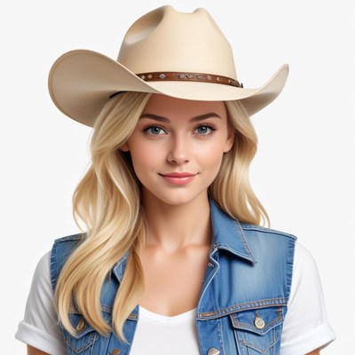 Young woman in a cowboy hat poses for a casual portrait