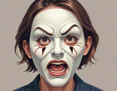 Emotion expressed through a mask in creative art style