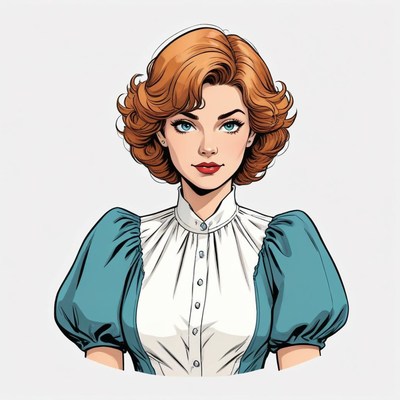 Vintage-inspired illustration of a woman with curly hair