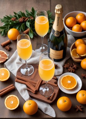 Refreshing orange cocktails with champagne and spices
