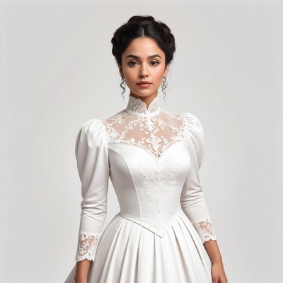Elegant bridal gown portrait with intricate lace details