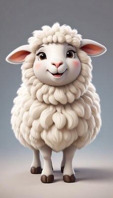 Cute cartoon sheep standing with a big smile