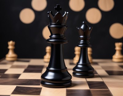 Chess game in progress showcasing black and white pieces