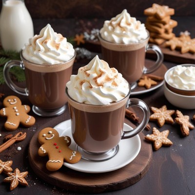 Warm drinks and festive treats in a cozy setting