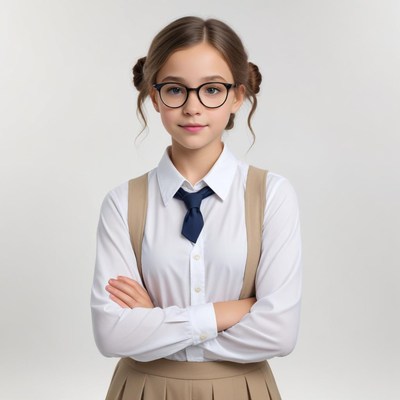 Young student poses confidently in scholarly attire