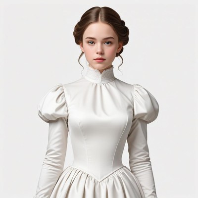 Elegant young woman in a classic white dress