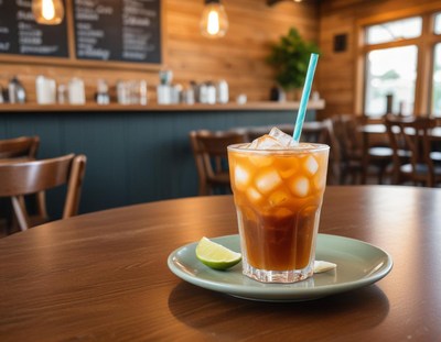Refreshing iced tea served in a cozy café setting