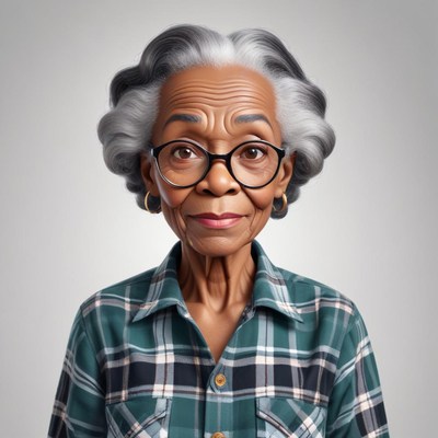 Portrait of an elderly woman with glasses and grey hair