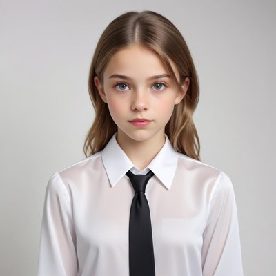 Young girl in formal attire with a black tie