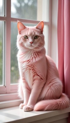 Fluffy cat sitting by the window in soft light
