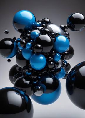 Colorful spheres in a dynamic arrangement creating depth