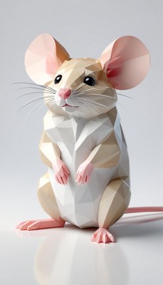 Creative paper model of a cute mouse in a light setting