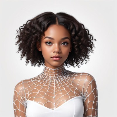 Young woman in artistic spider web costume