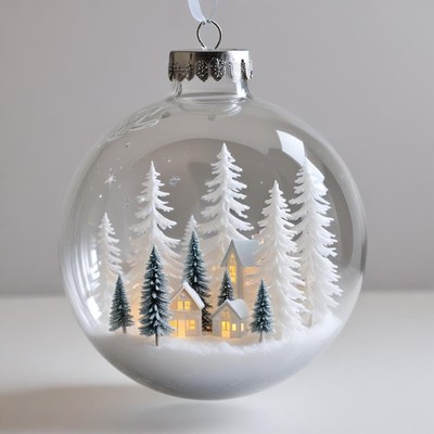 Winter wonderland inside a glass ornament