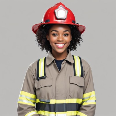 Confident firefighter in safety gear smiling
