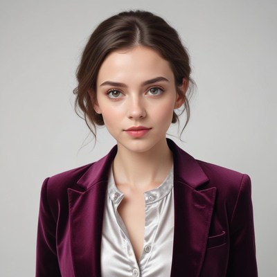 Portrait of a woman in a stylish velvet blazer