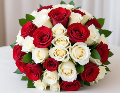 Red and white rose bouquet for special occasions